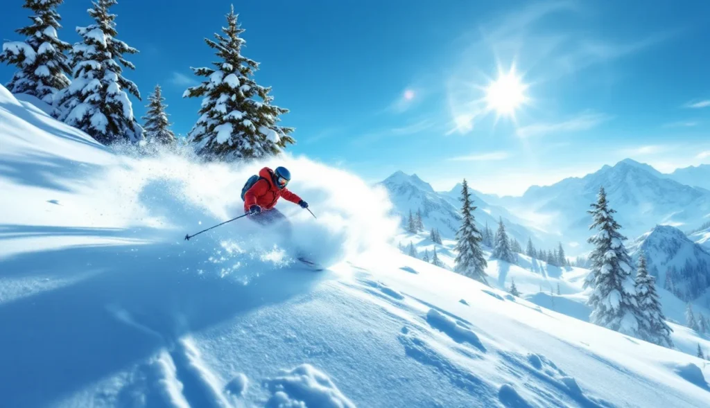 Skieur hors-piste à Saint-Jean-de-Sixt dans un paysage alpin