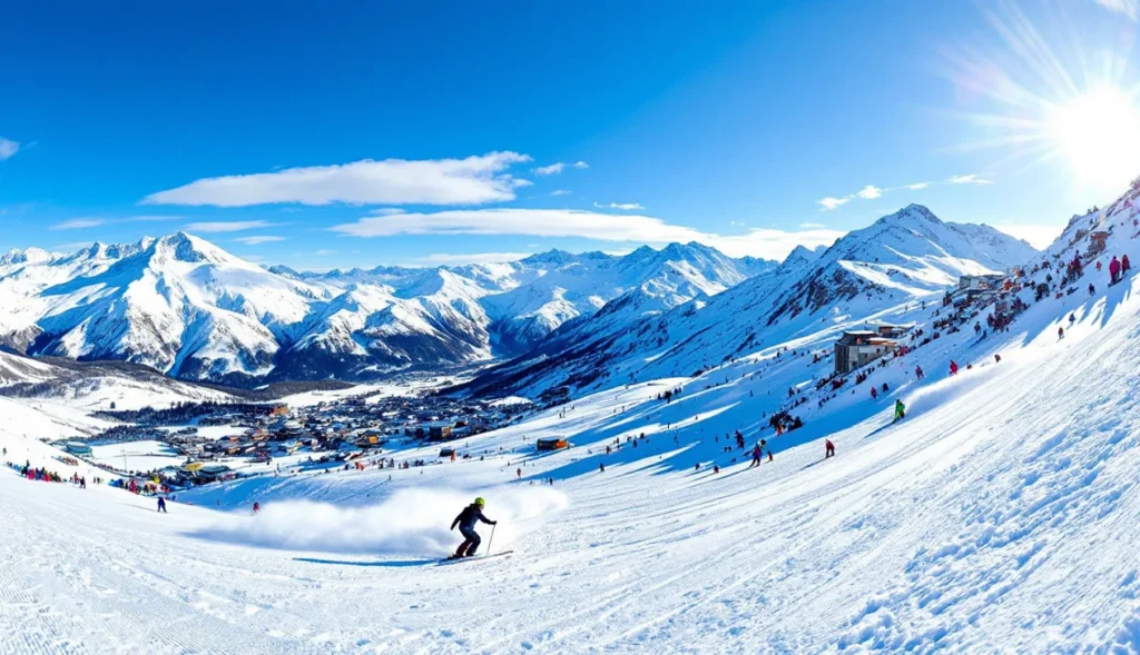 hors-piste-val-thorens Skieurs en hors-piste à Val Thorens, Alpes, neige fraîche
