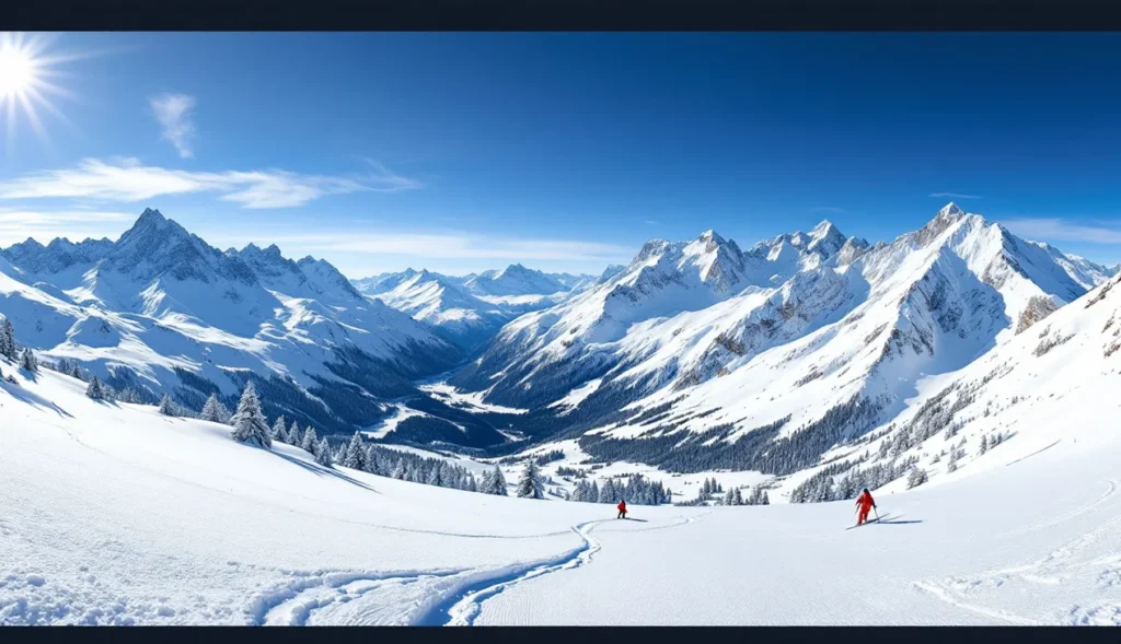 Ski hors piste Aiguilles en Queyras avec paysages enneigés