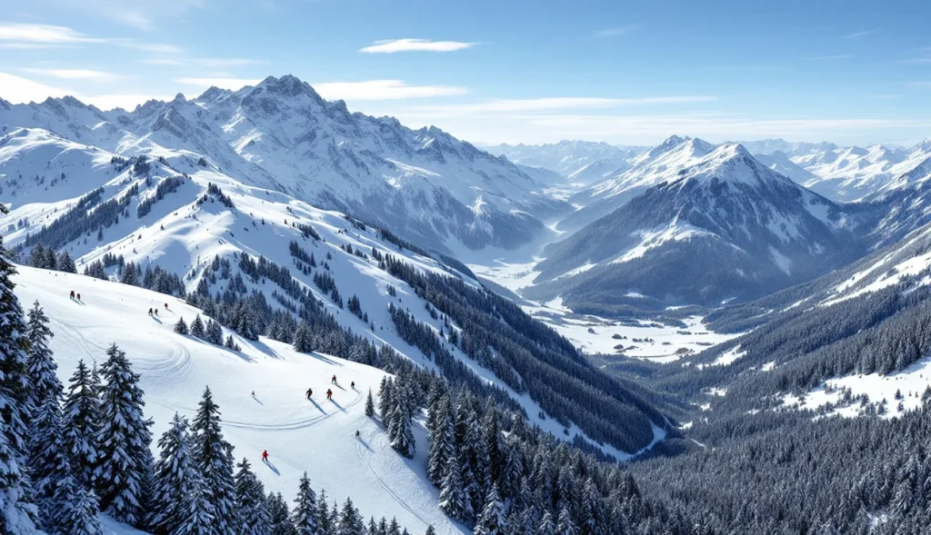 Ski hors-piste à Albiez-Montrond, paysages enneigés et skieurs