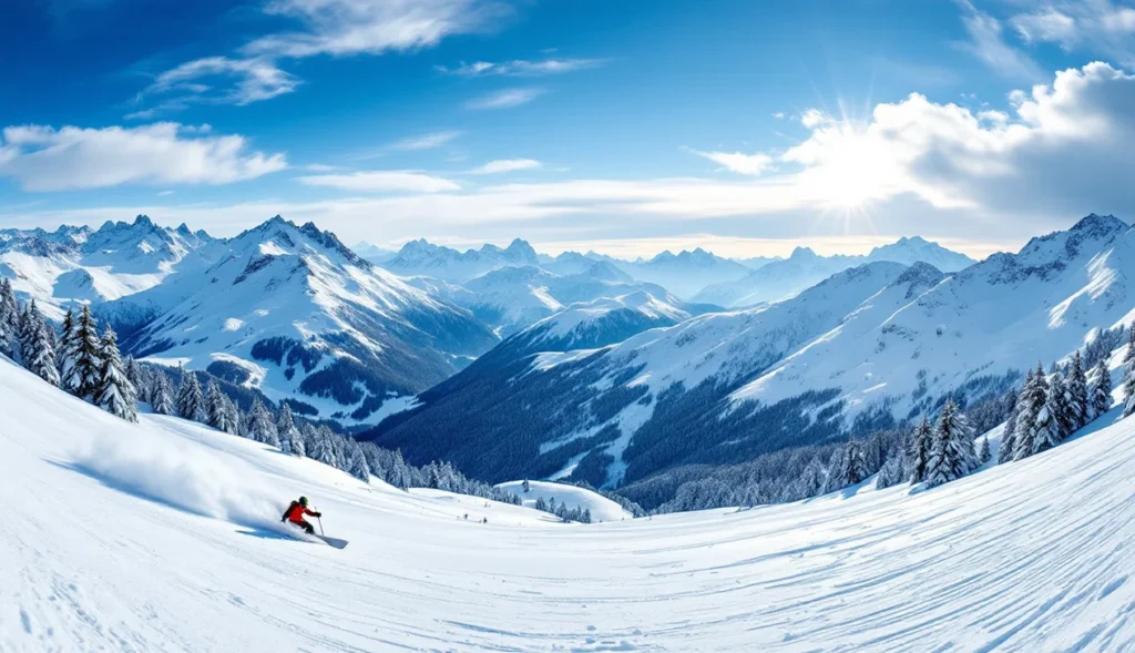 Ski hors-piste à Auron avec skieurs dans la poudreuse