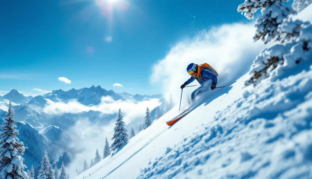 Skieur hors-piste à Ceillac en Queyras avec paysages alpins