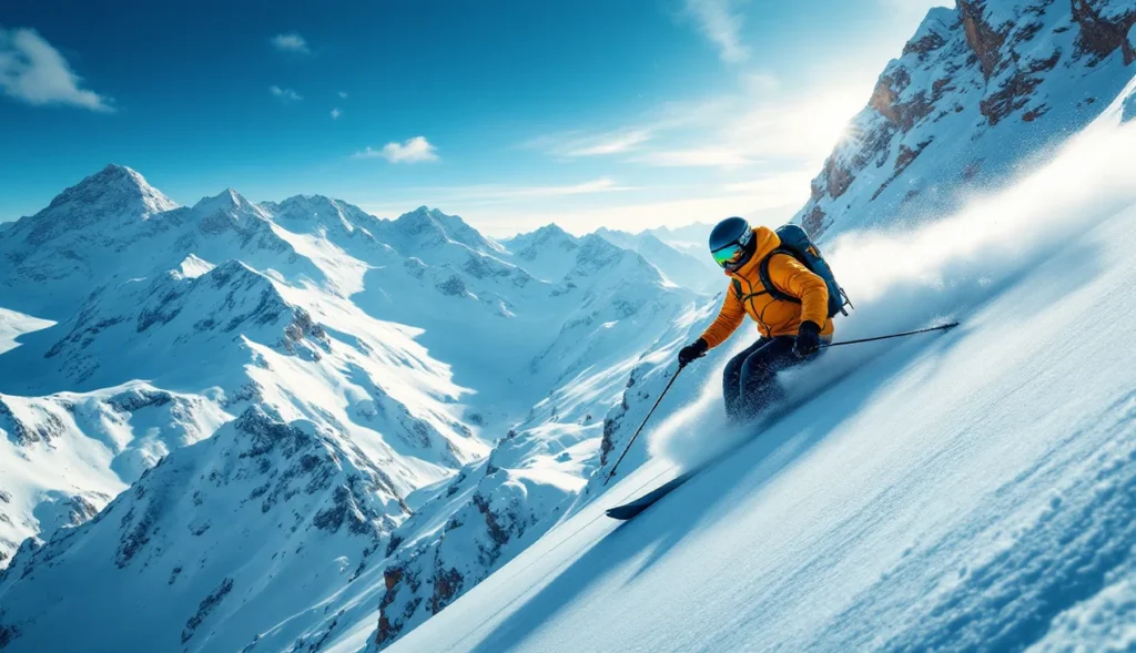 Skieur hors-piste à Chamrousse, station de ski emblématique en Isère