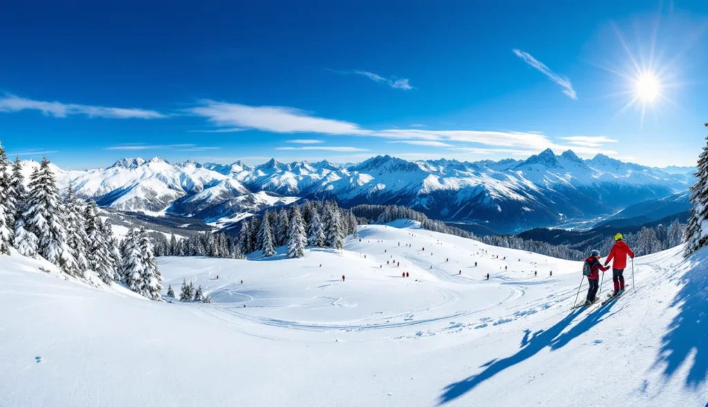 Skieurs hors-piste à La Colmiane dans les Alpes-Maritimes