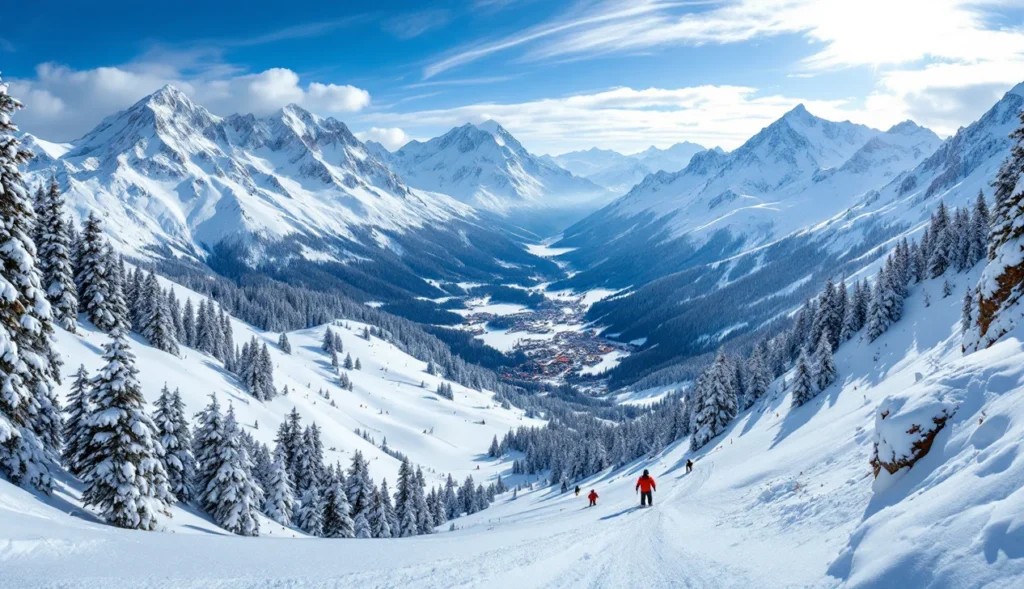 Ski hors-piste à La Plagne avec des skieurs dans la neige