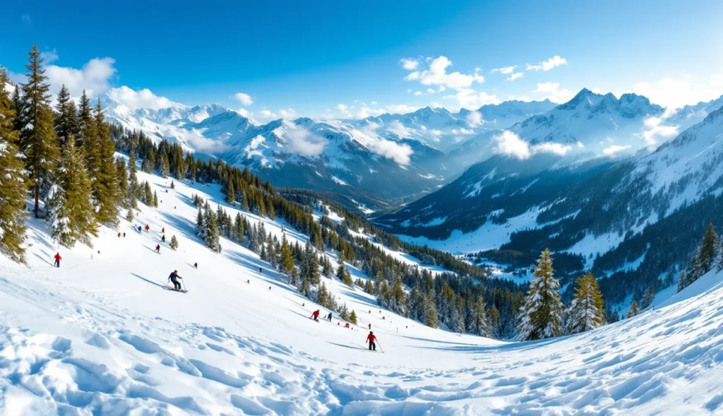 Ski hors-piste à Lans en Vercors, skieurs dans la neige