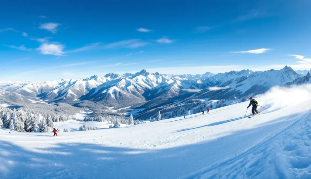 Ski hors-piste aux 7 Laux, skieurs dans la poudreuse