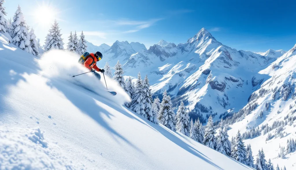 Skieur hors-piste aux Karellis dans les Alpes du Nord