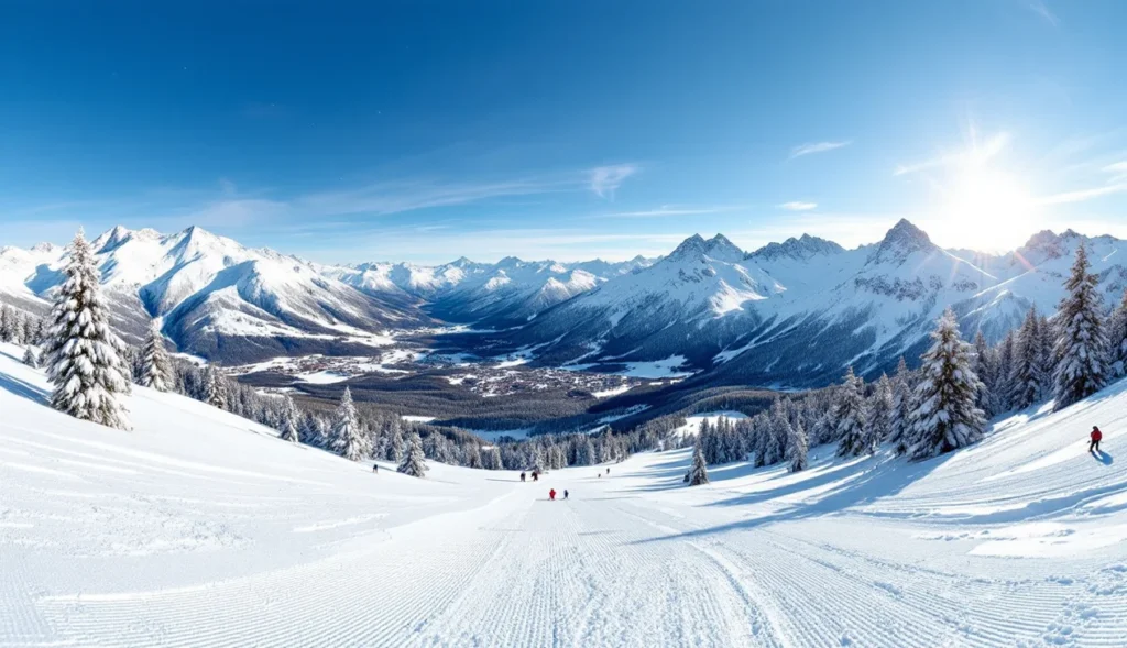 Ski hors-piste à Saint François Longchamp avec skieurs sur pentes enneigées