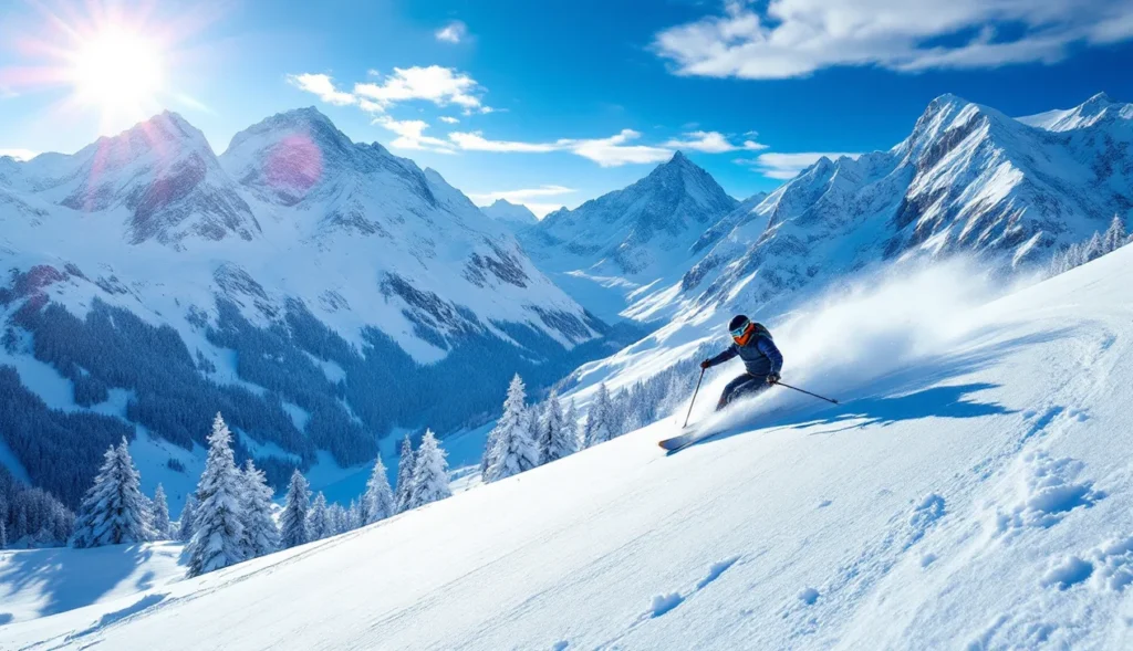 Ski hors piste à Saint-Sorlin-d’Arves, skieur dans les Alpes