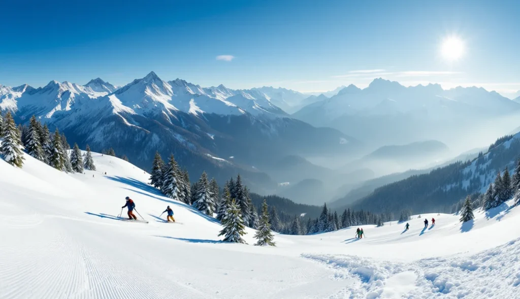 Ski hors piste Savoie Grand Revard avec paysages enneigés