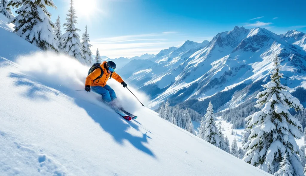 hors-piste-val-cenis Skieur hors-piste à Val Cenis dans un paysage alpin enneigé